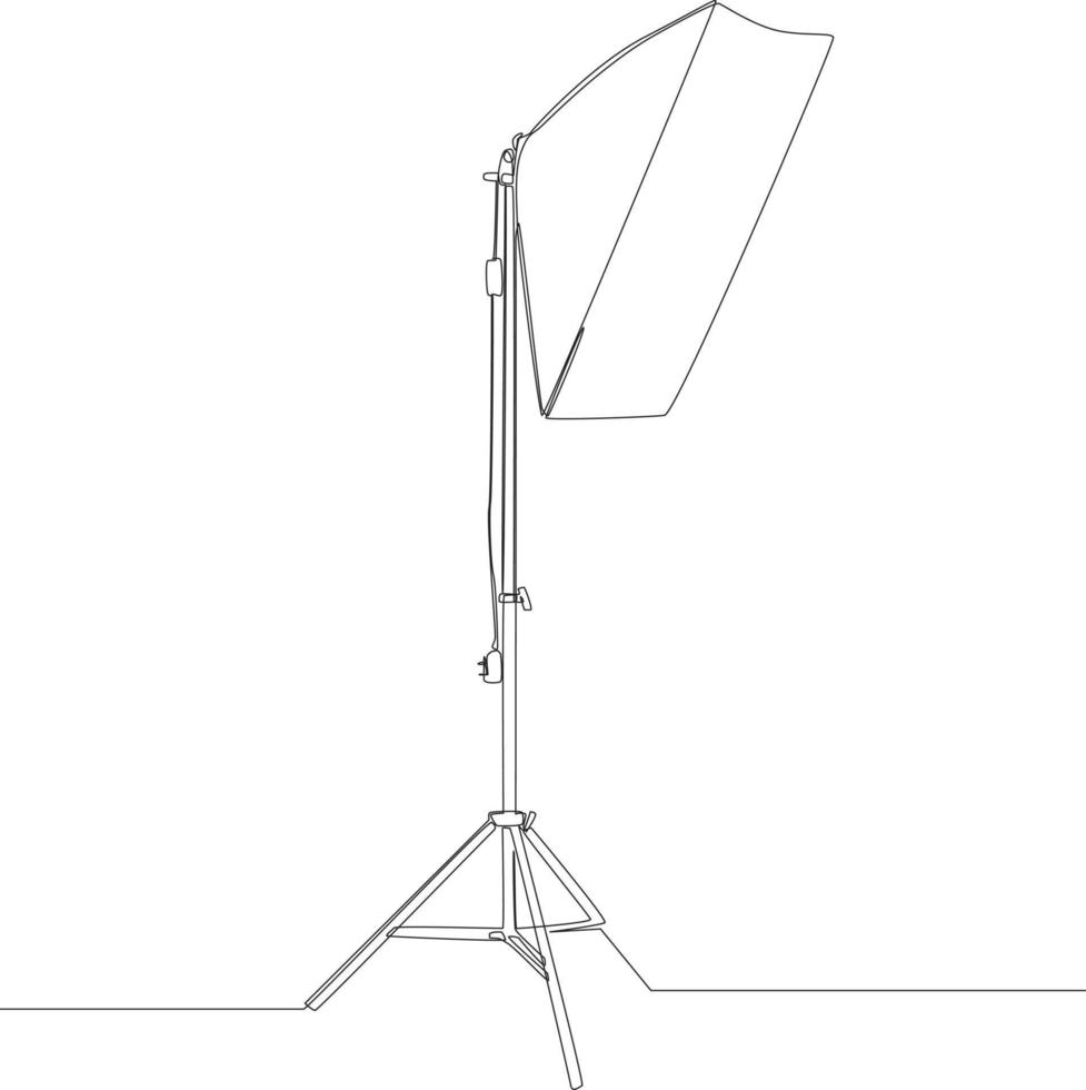 Continuous line drawing of strip soft box. Studio lighting equipment isolated on white background. Vector Illustration.