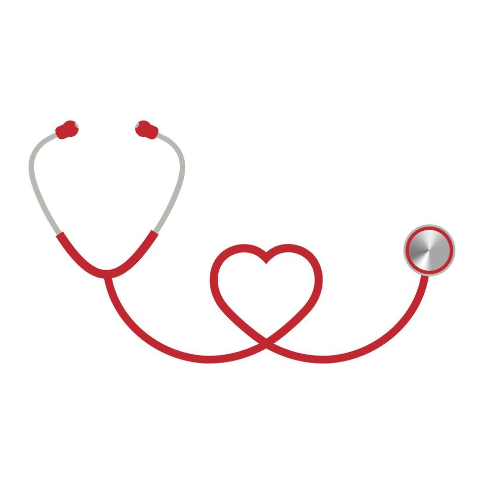 heart shaped red stethoscope illustration vector