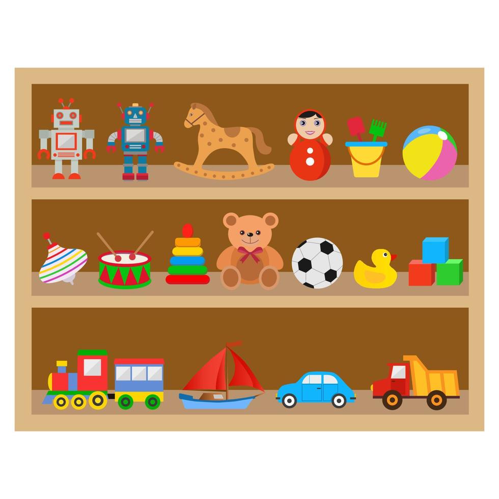 illustration of a shelf with children's toys vector