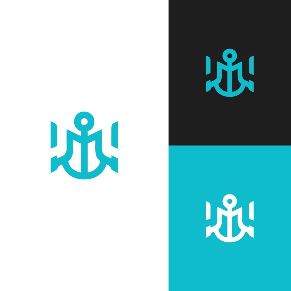 Anchor nautical marine seal logo design vector