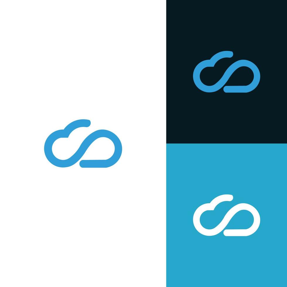 Simple cloud sky outline technology storage connection connect vector logo design