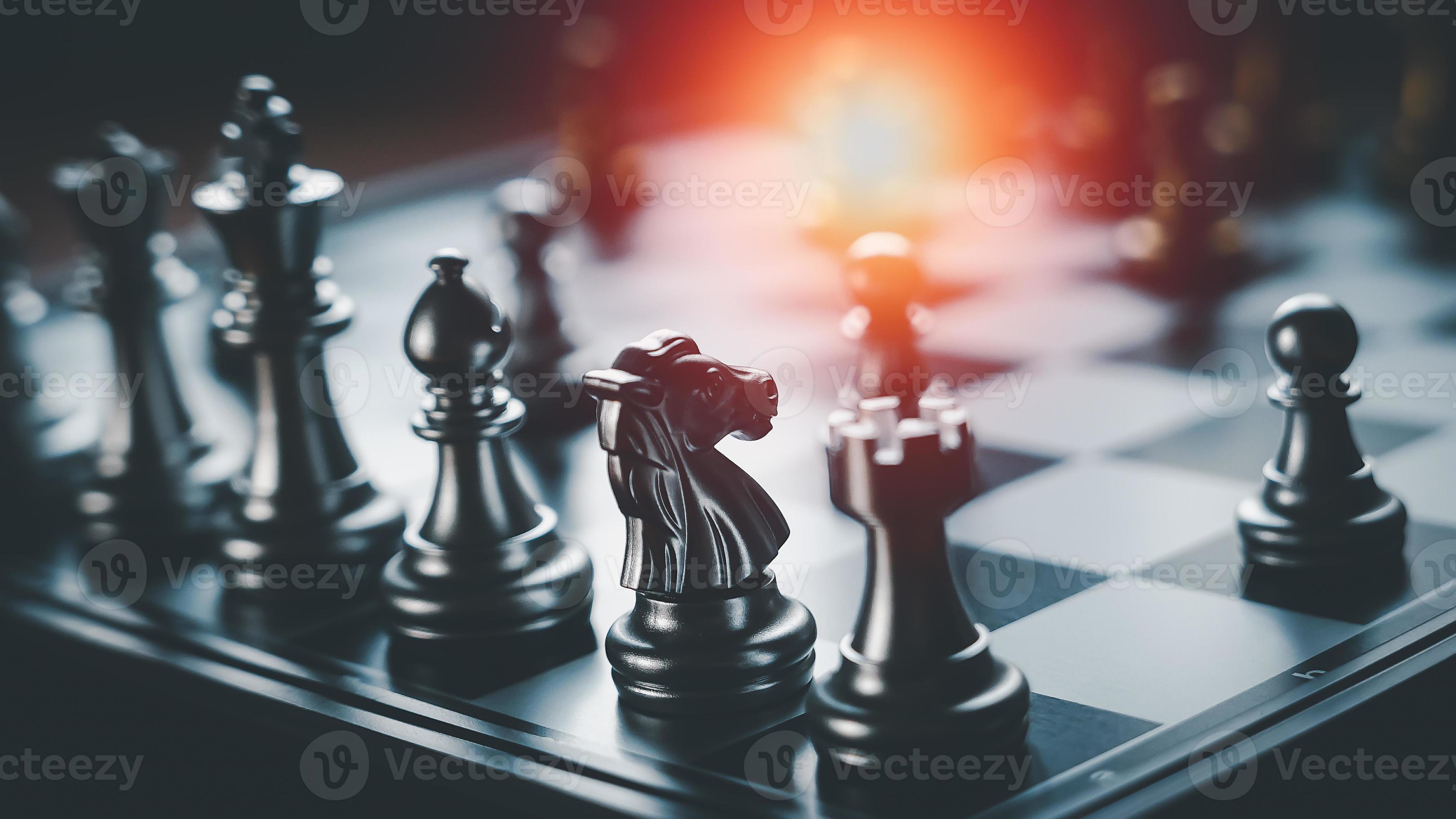 Business strategy competitive ideas concept, Chess game on chess board  behind business background. Business present financial and marketing  strategy analysis. Investment target in global economy . Business Images