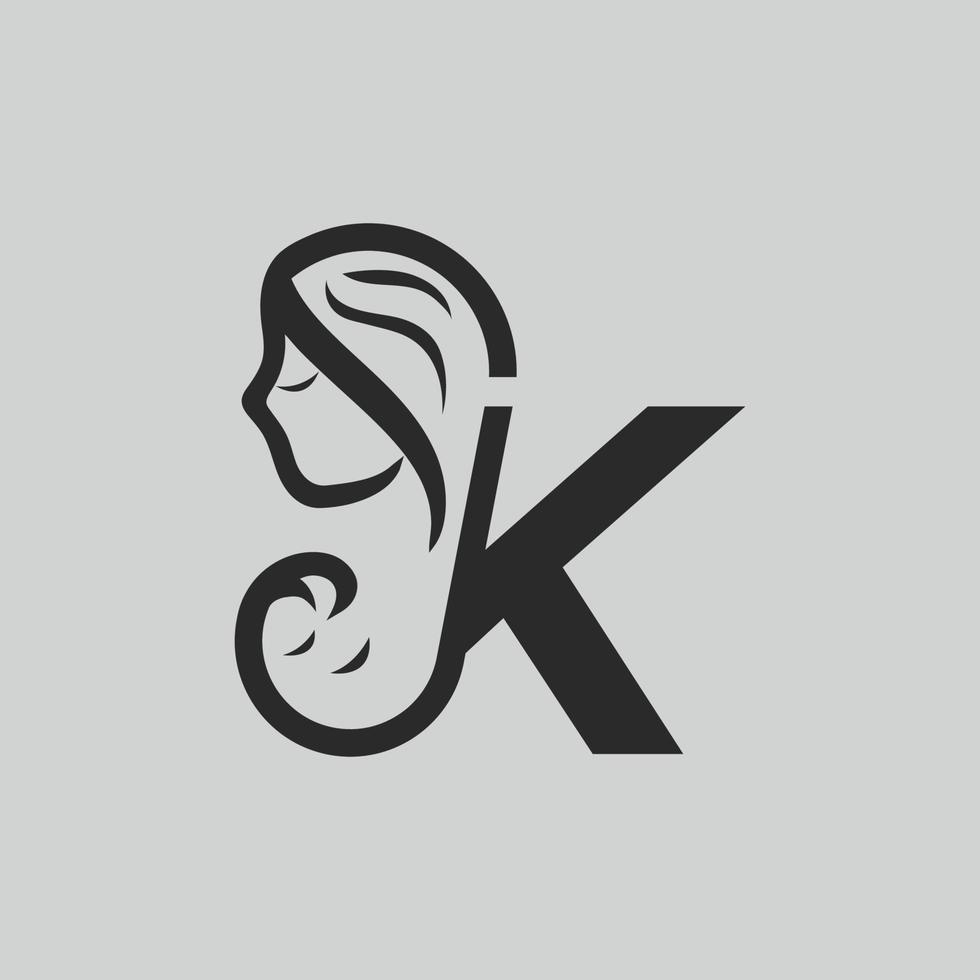 Mothers day Logo Letter K. Beautiful vector logo. K outline creative letter logo