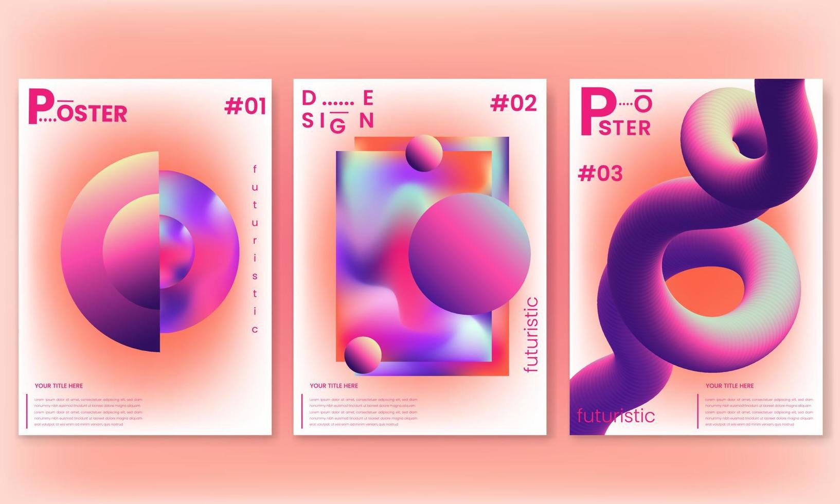 Set of poster covers with color gradient vibrant background.Trendy abstract design.Vector template for flyer, magazine, cover design,poster design and many more items. vector