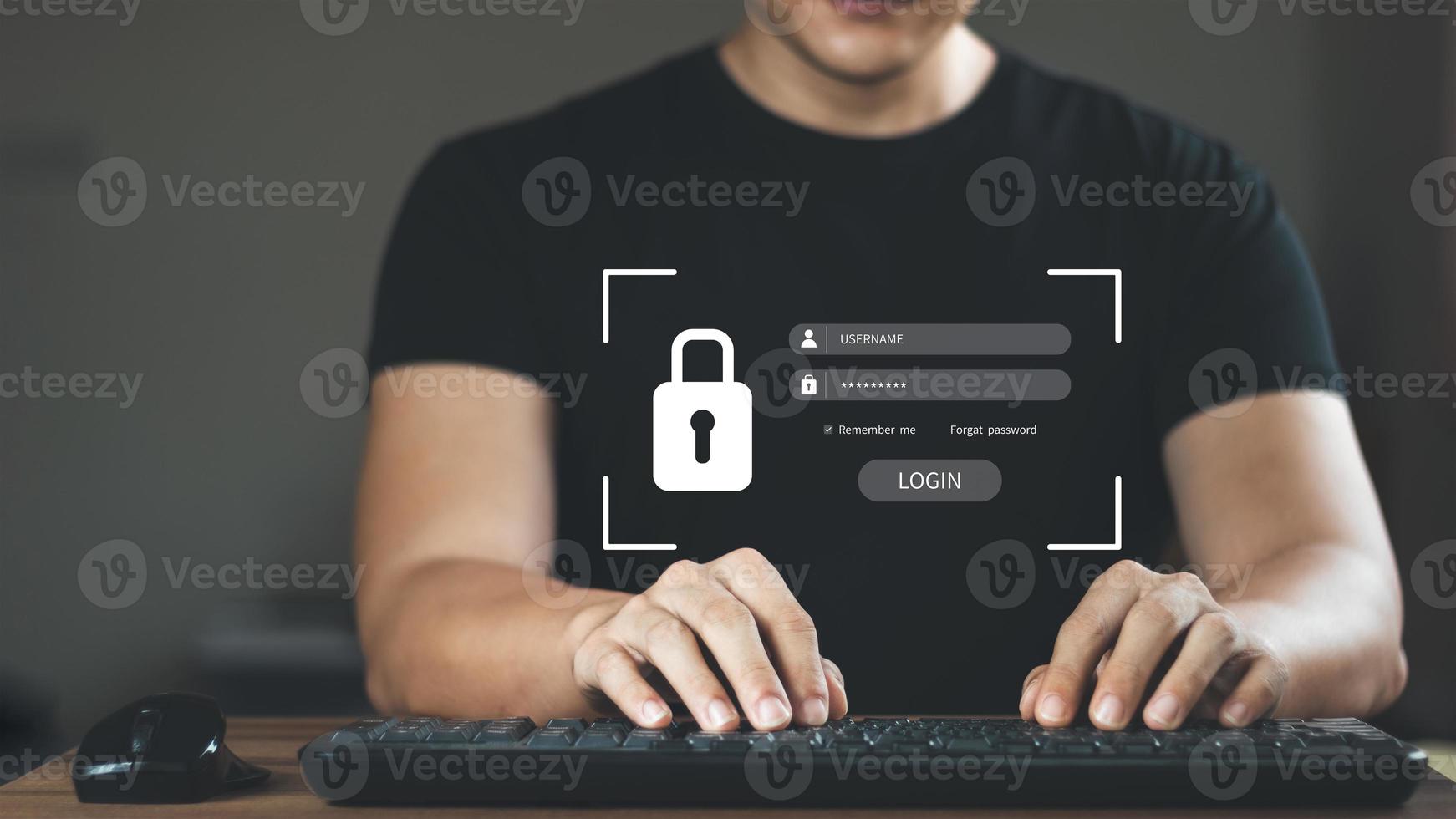 Concept of cyber security, information security and encryption, secure access to user's personal information, secure Internet access, cybersecurity. photo