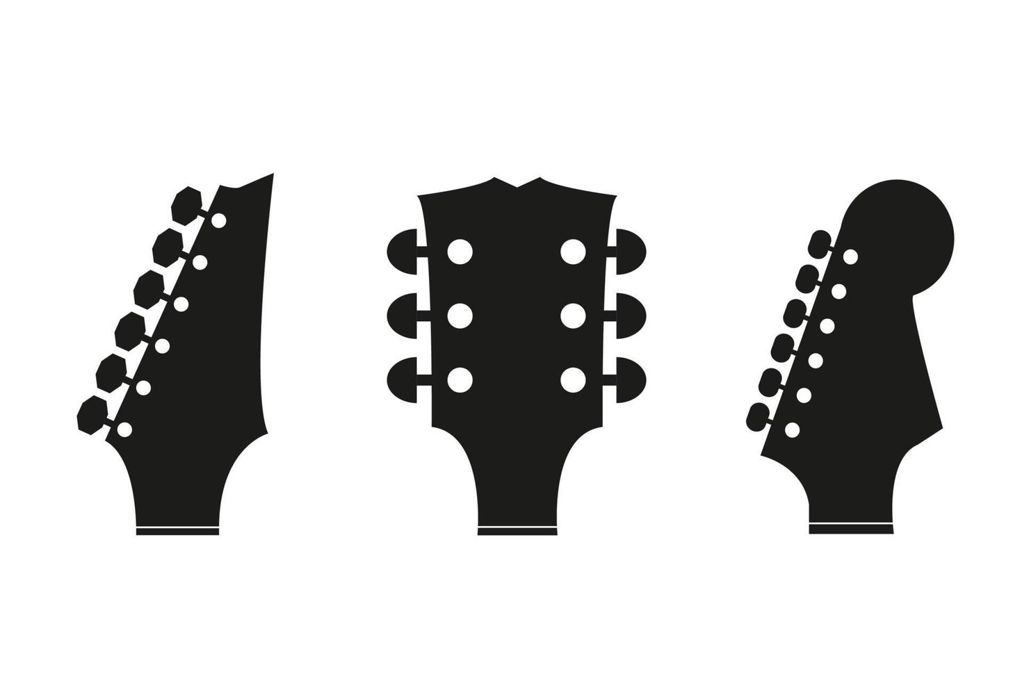 la cabeza de la guitarra negra 3 sobre un fondo blanco vector