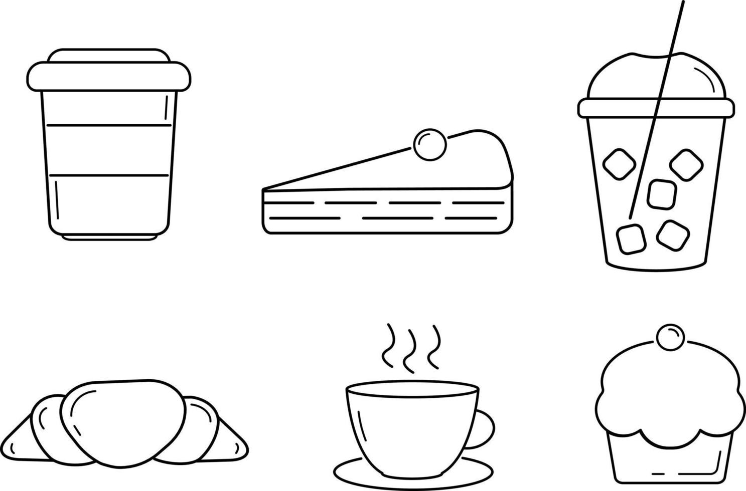 Food and drink icons, cafe set vector