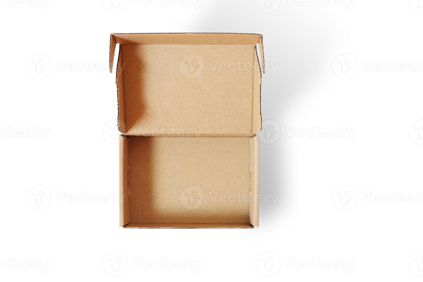 Open empty cardboard box isolated on a white background with clipping path. photo