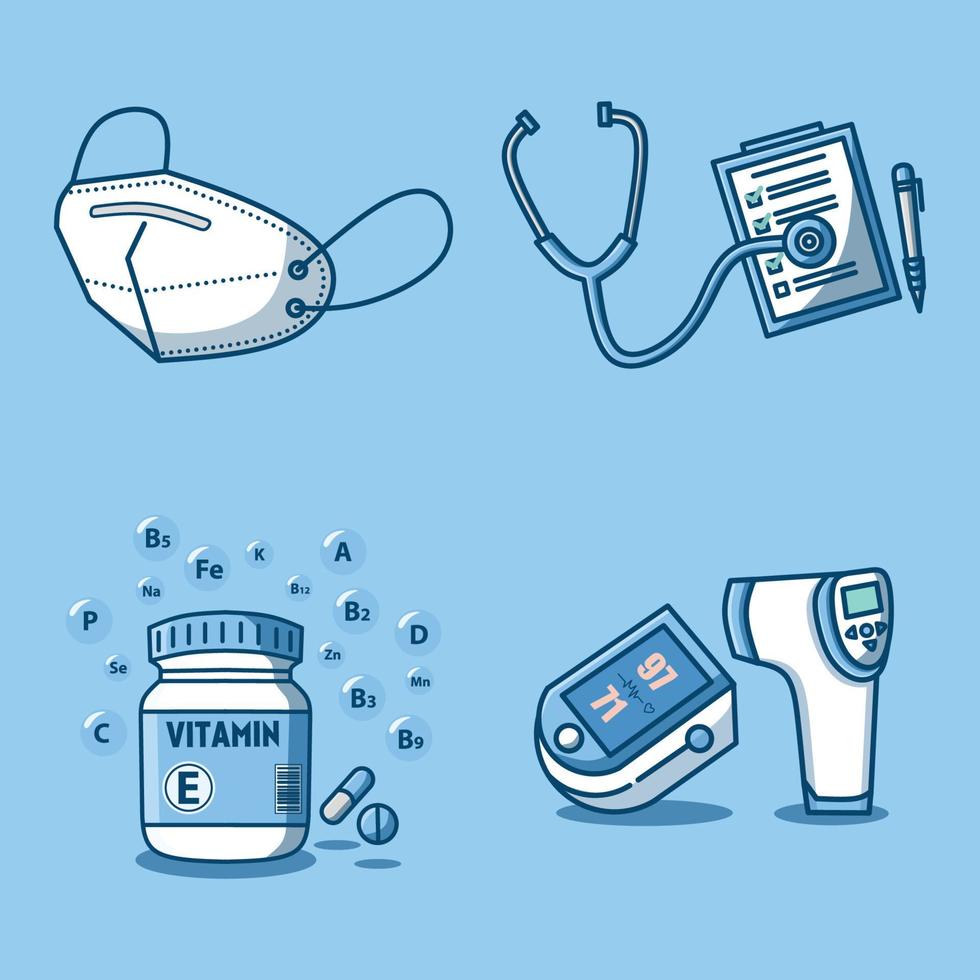 conjunto de cosas médicas ilustración vectorial vector