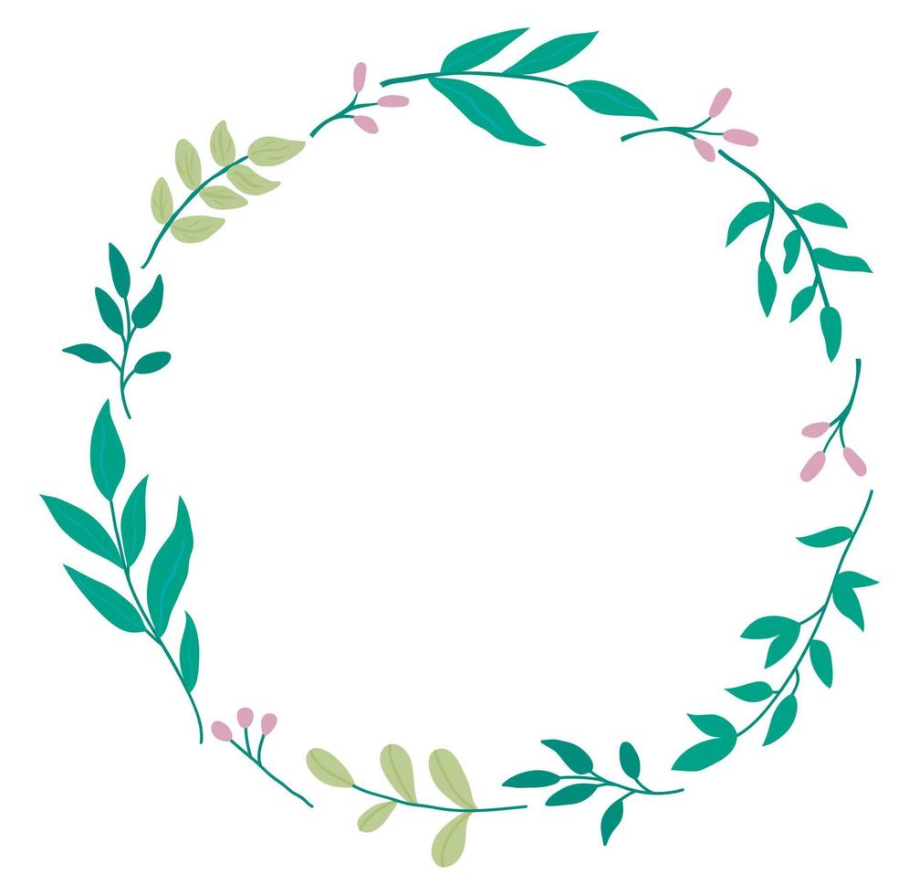 Round Aesthetic floral frame vector