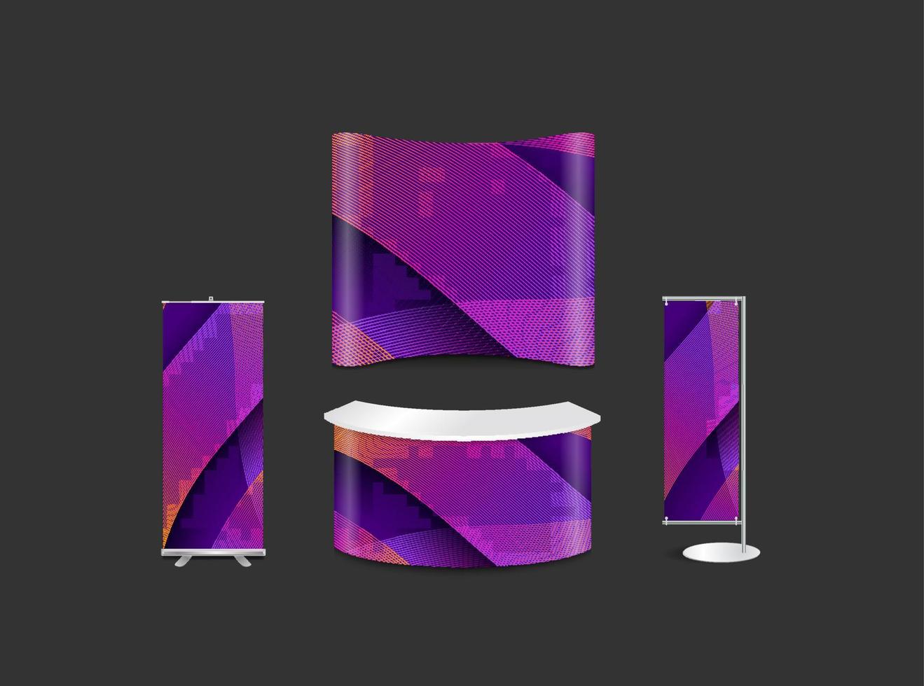 Advertising exhibition stand design with abstract geometric background corporate identity style, vector illustration