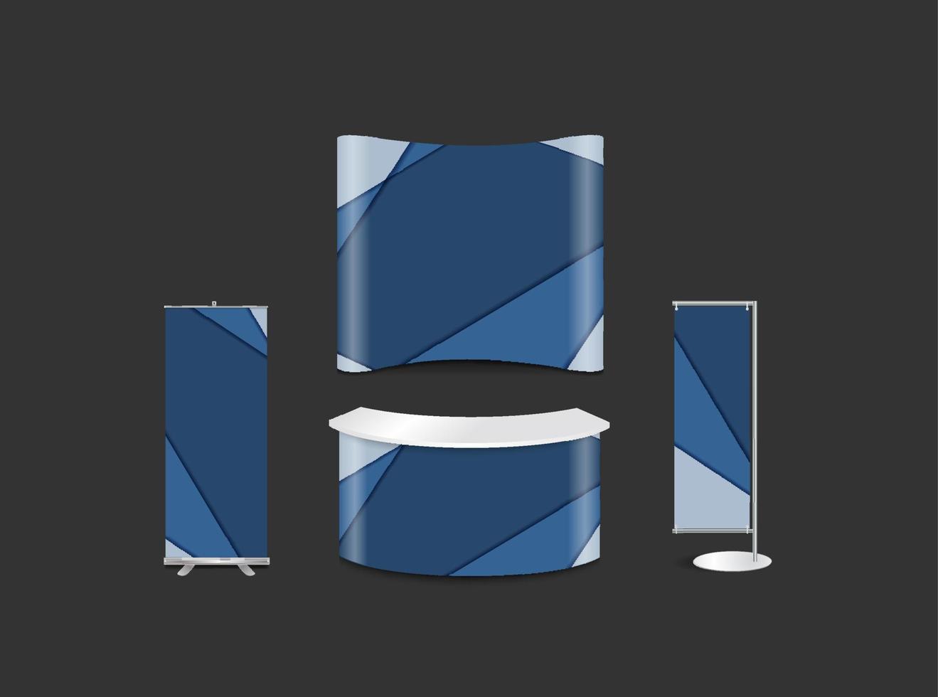 Advertising exhibition stand design with abstract geometric background corporate identity style, vector illustration