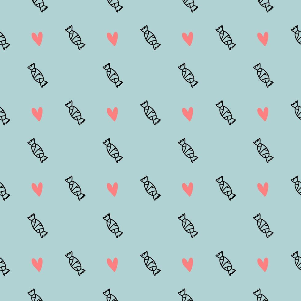 Candy and heart seamless pattern vector
