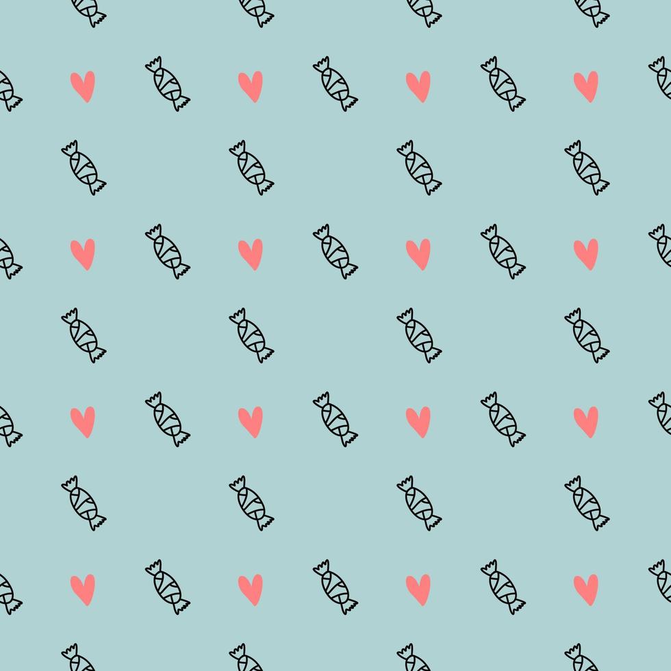 Candy and heart seamless pattern vector