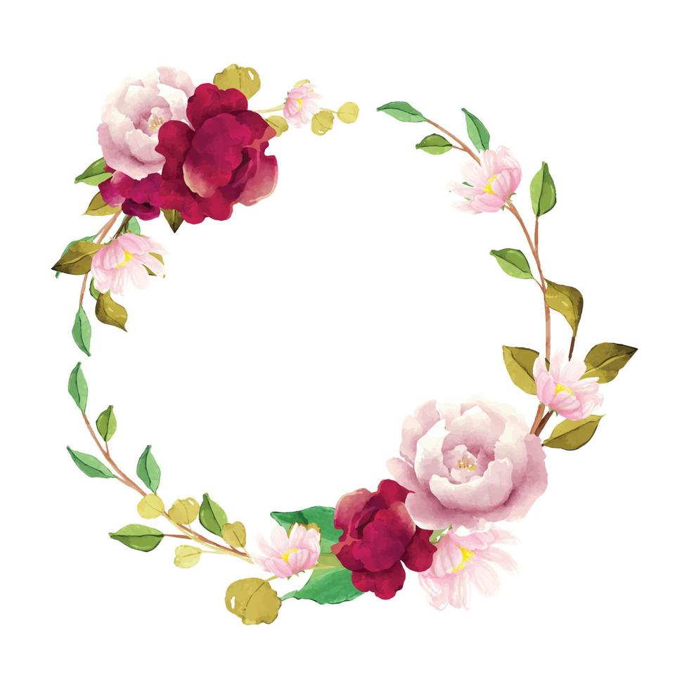 Red and Pink Peonies wreath 6697946 Vector Art at Vecteezy