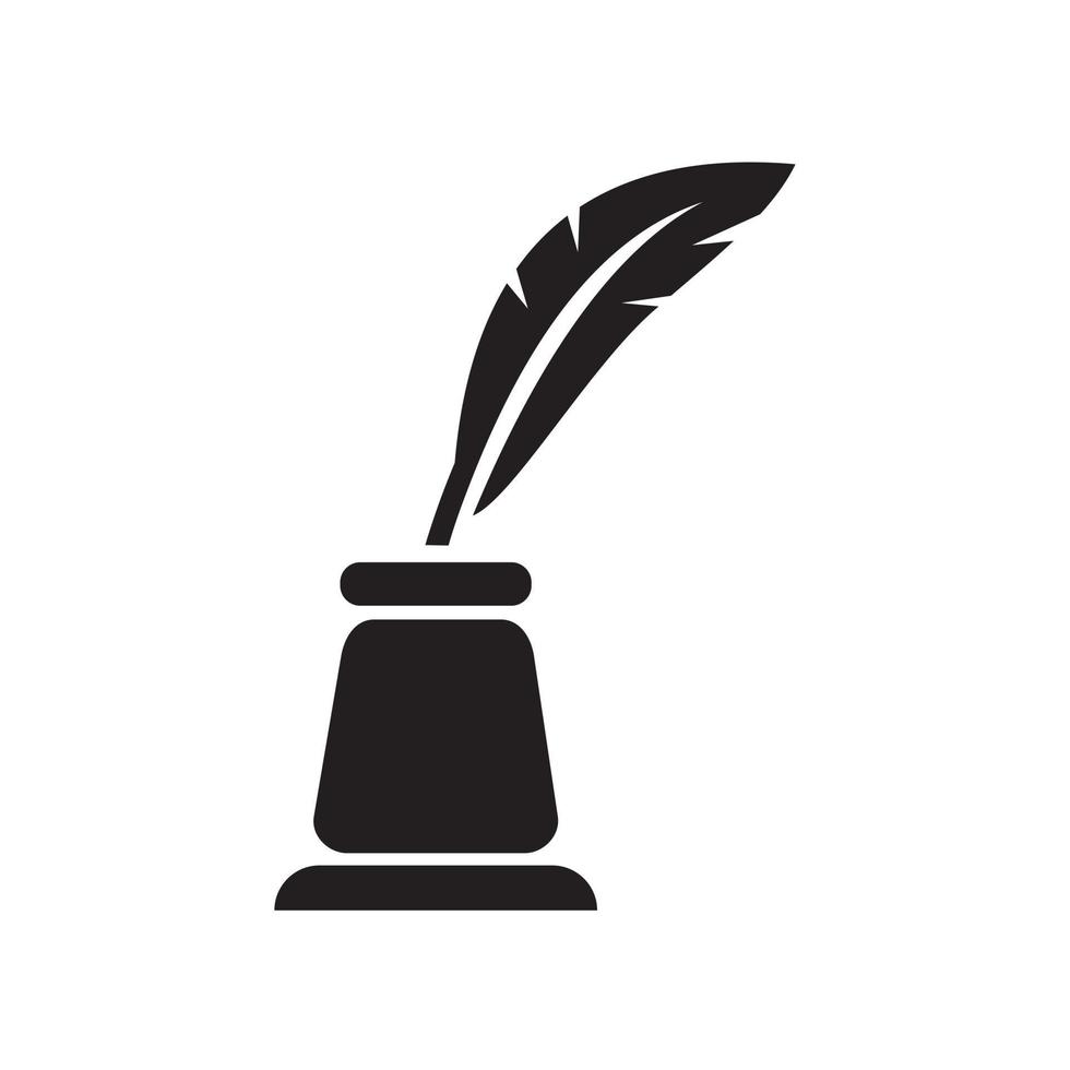 plantilla de icono de pluma y tintero color negro editable. Ilustración de vector plano de símbolo de icono de pluma y tintero para diseño gráfico y web.