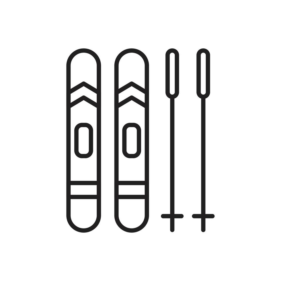 Plantilla de icono de esquís en color negro editable. Ilustración de vector plano de símbolo de icono de esquís para diseño gráfico y web.