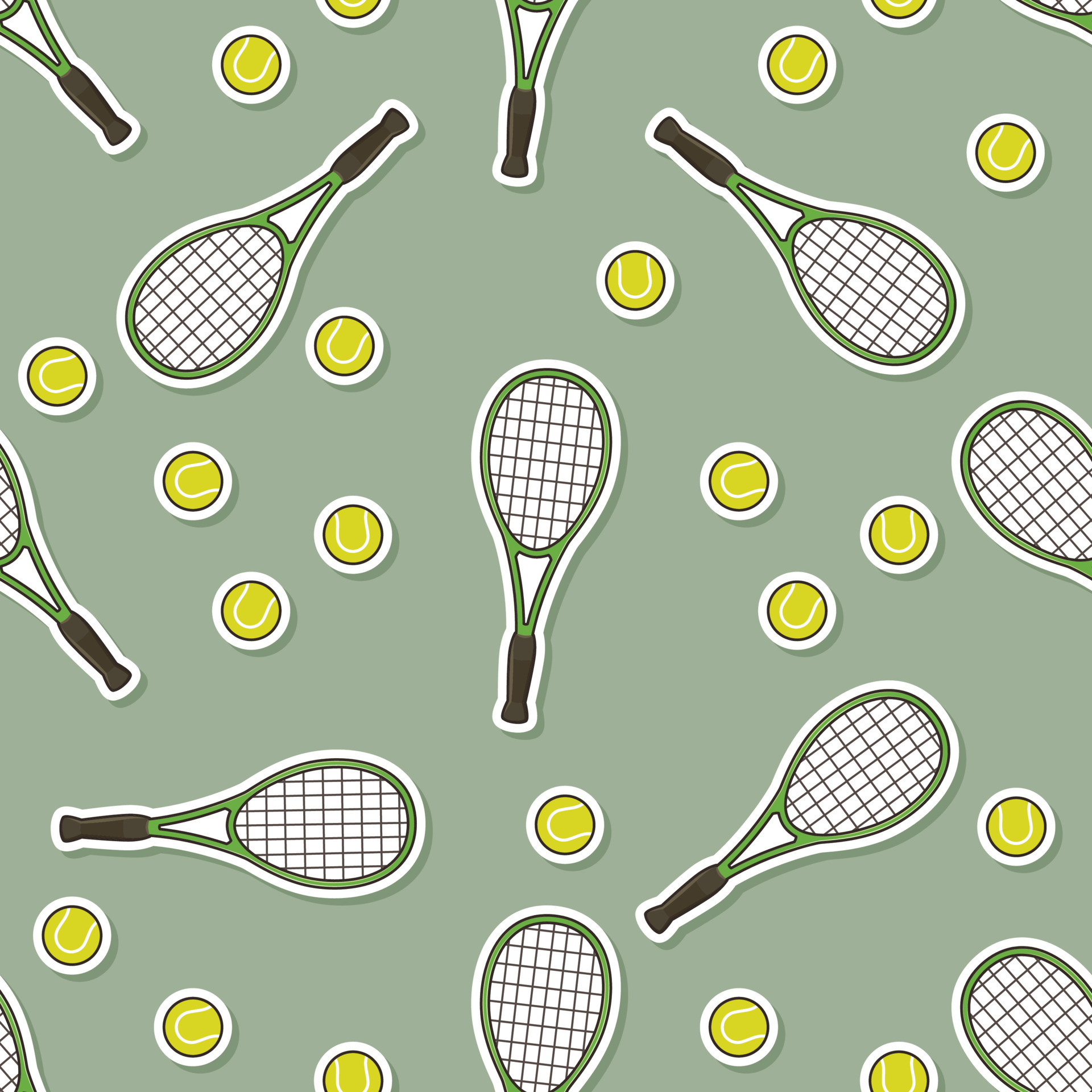 Seamless tennis cartoon sticker pattern 6698596 Vector Art at Vecteezy