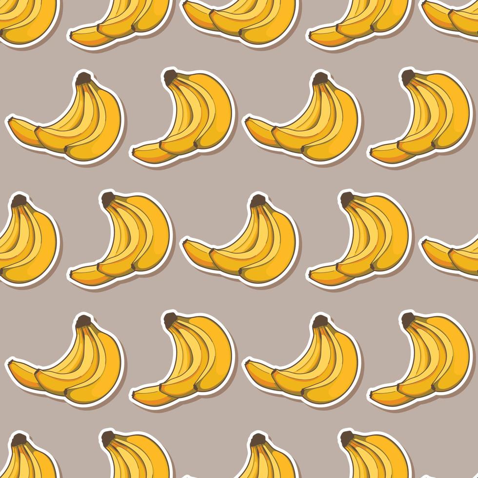 Seamless banana cartoon sticker pattern vector