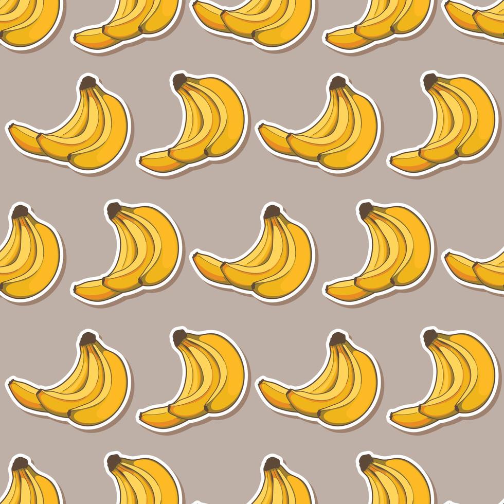 Seamless banana cartoon sticker pattern vector