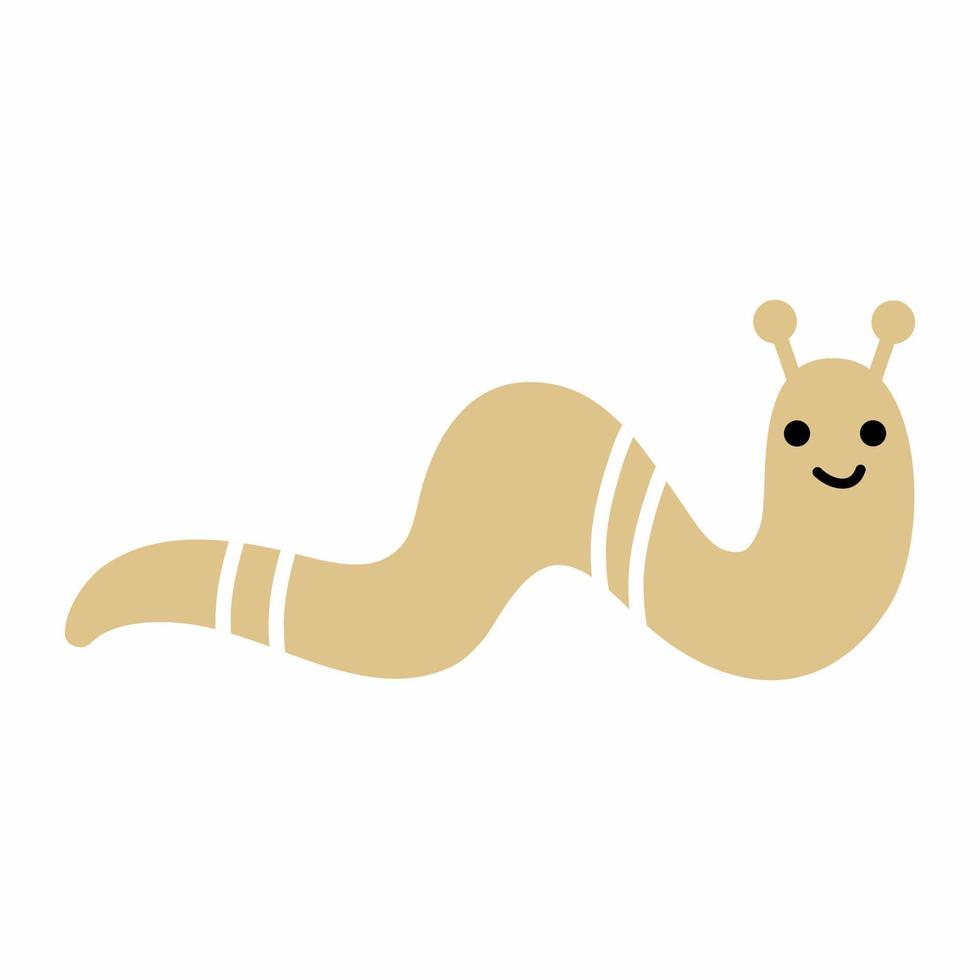 Cute worm in doodle style. Funny caterpillar. Vector hand drawn illustration.