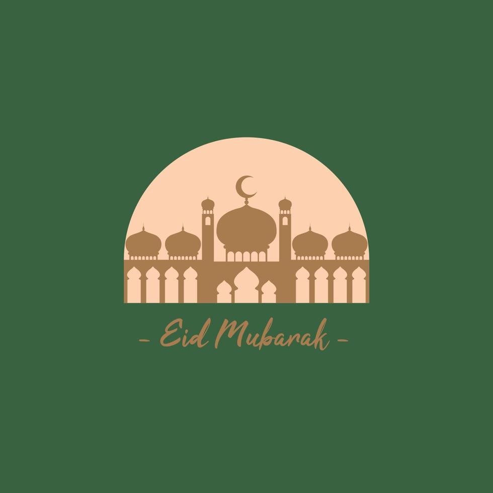 Happy Eid Mubarak Mosque white background vector