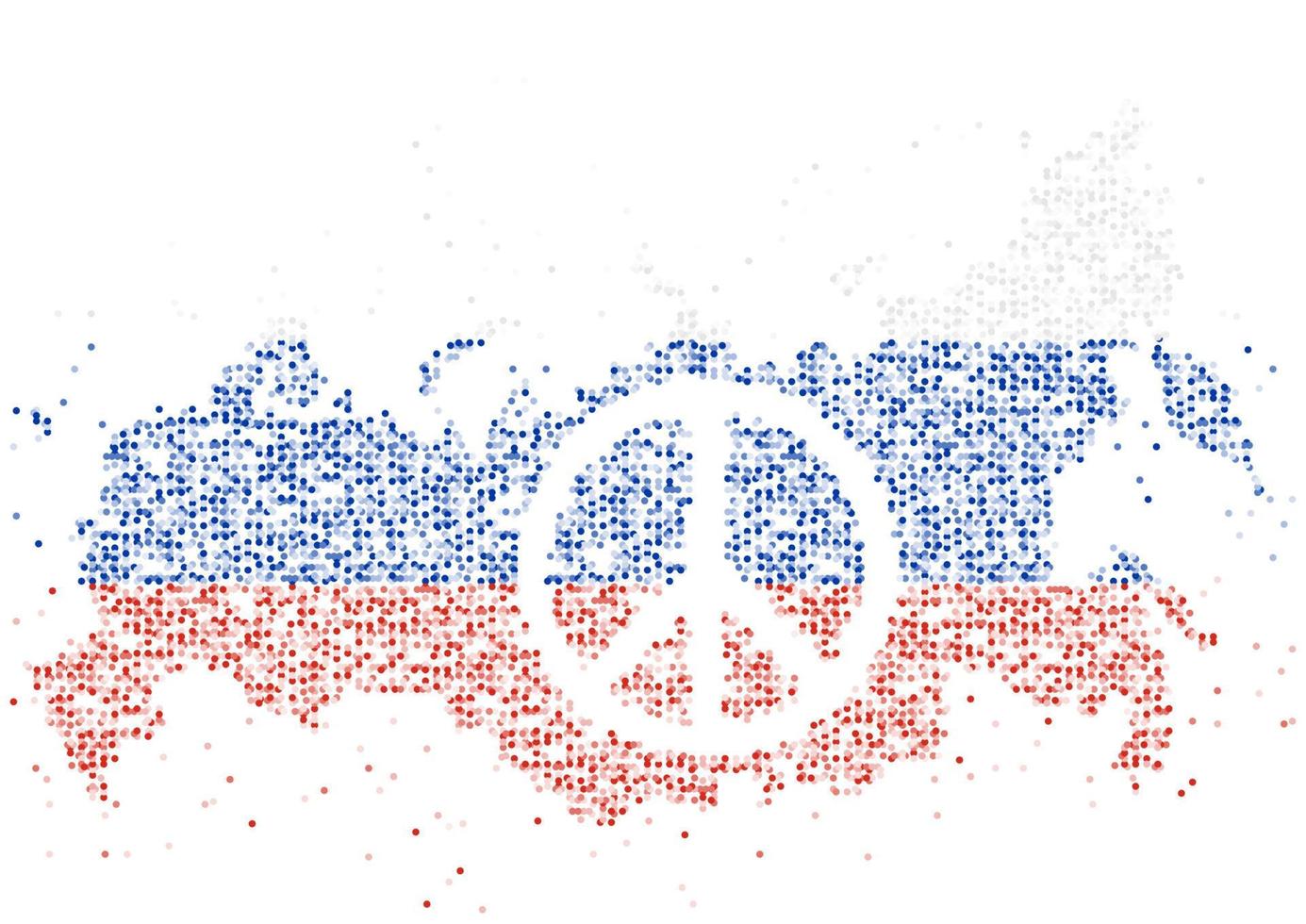 Abstract Geometric Circle dot pattern particle Peace icon shape with Russia national flag, VR technology Peaceful Pray and Stop war concept design color illustration on white background, copy space vector