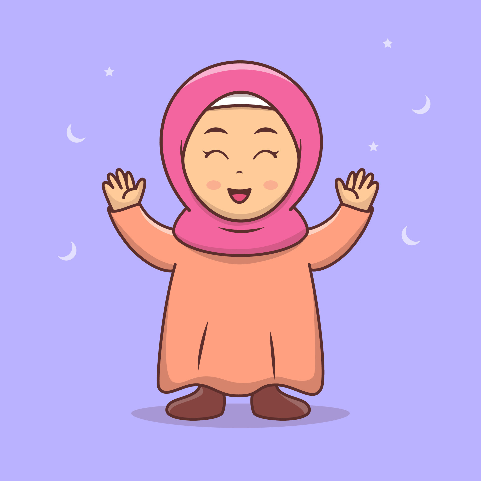 Cute girl hijab Happy Face illustration, muslim girl with hijab cartoon  Premium Vector 6698849 Vector Art at Vecteezy