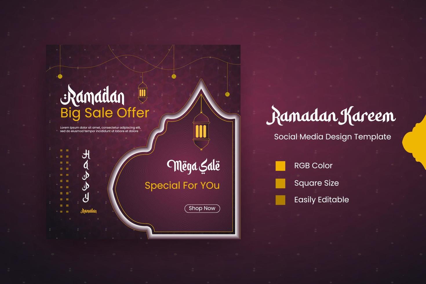 Flat background Ramadan social media post vector design template