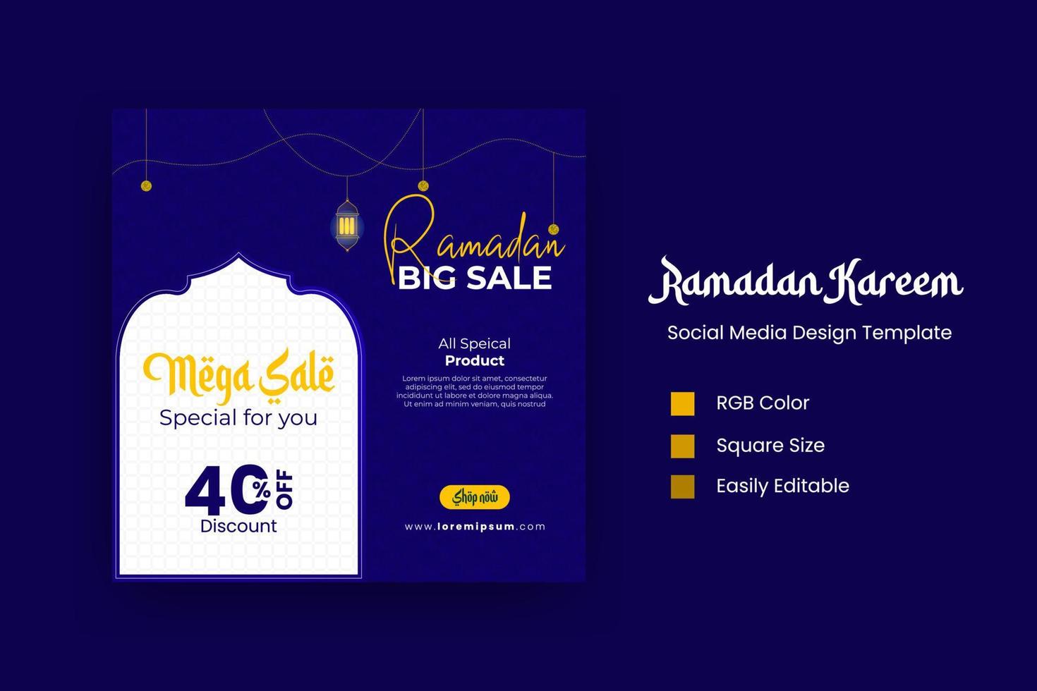 Flat background Ramadan social media post vector design template