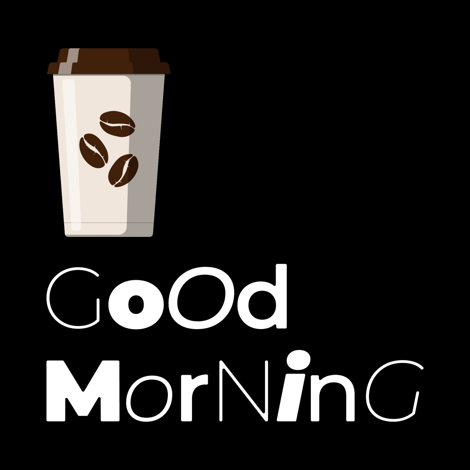 Good morning graphic text and disposable coffee cup banner. Minimal design  poster. Vector eps square illustration on black background 6699252 Vector  Art at Vecteezy