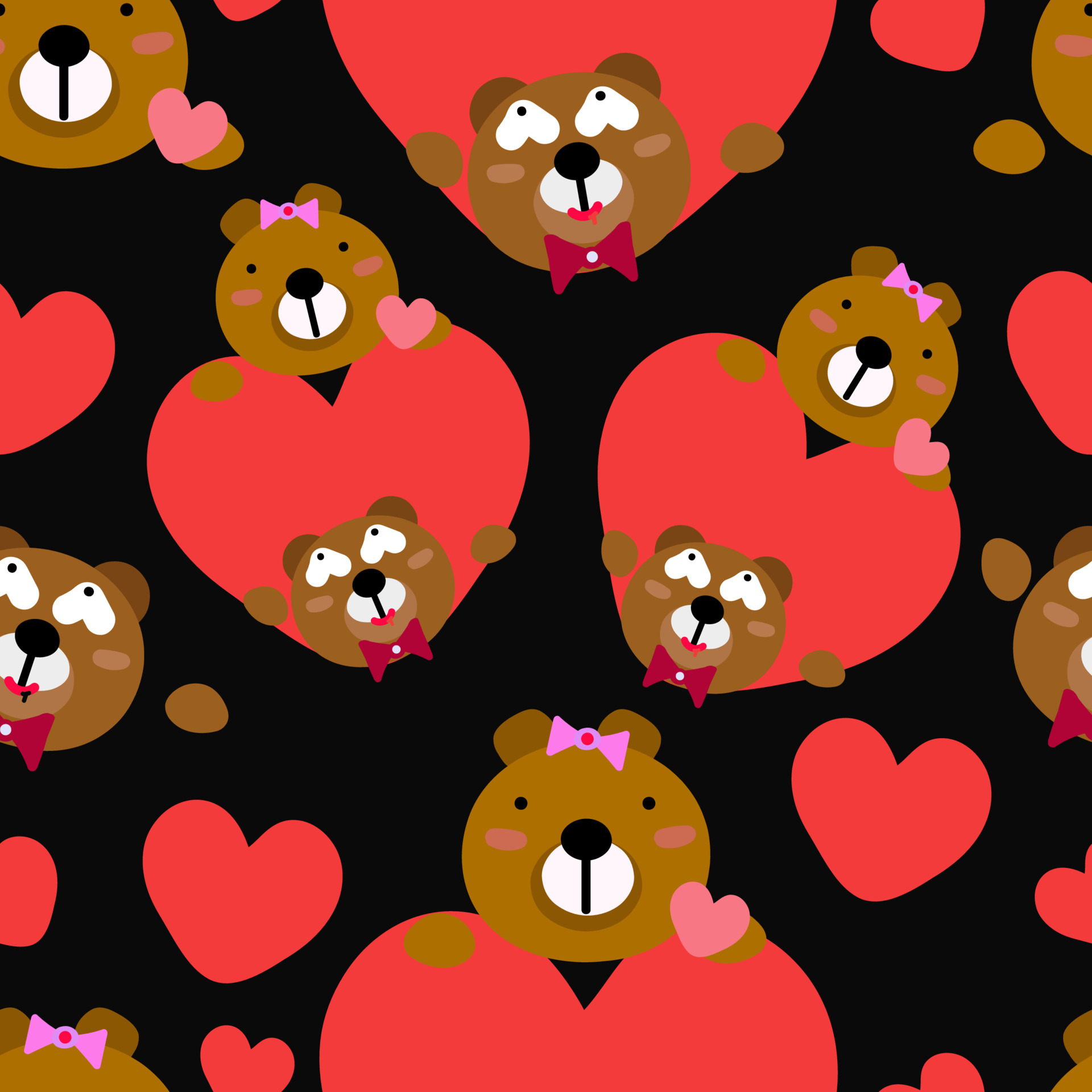 Cute bear couple in love illustration seamless pattern for Valentines  fashion print, gift wrapping paper, wallpaper etc. 6699261 Vector Art at  Vecteezy