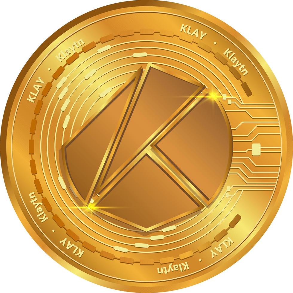 Klaytn KLAY gold coin.Cryptocurrency exchange.Klaytn KLAY coin logo isolated. vector