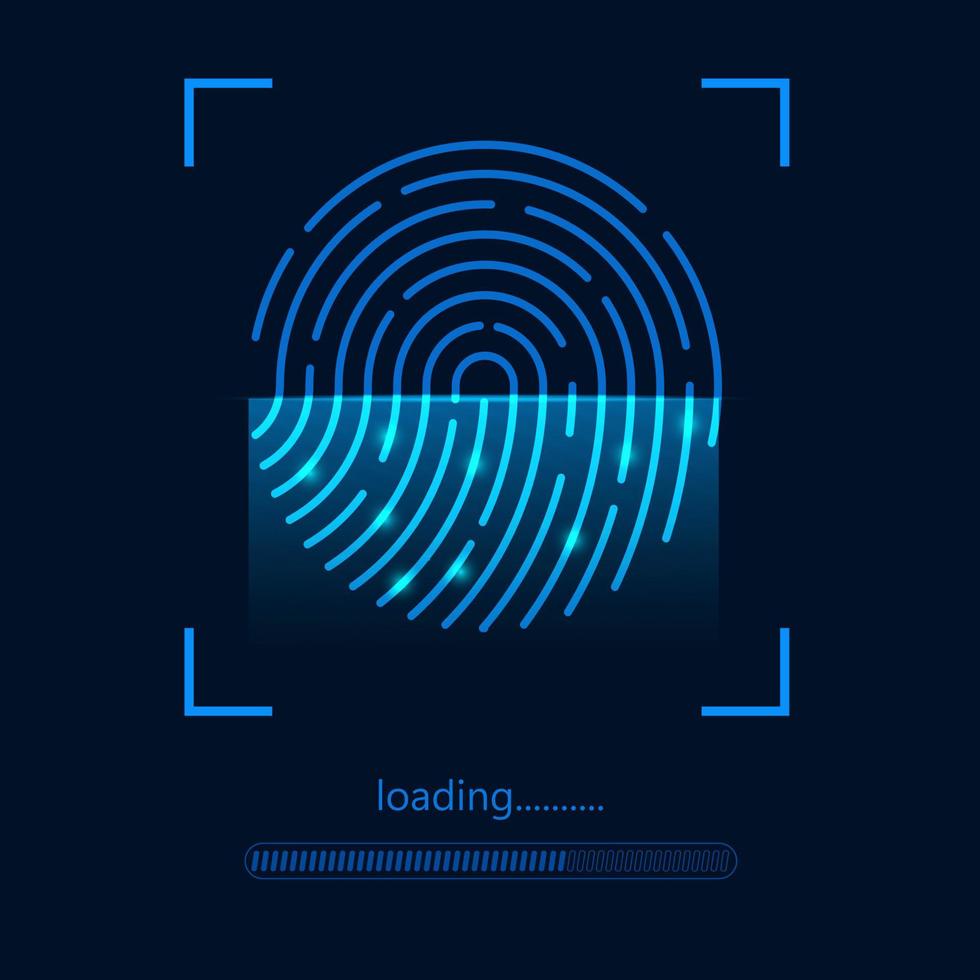 Cyber securitry concept.Abstract blue technology background.Fingerprint scanner. vector