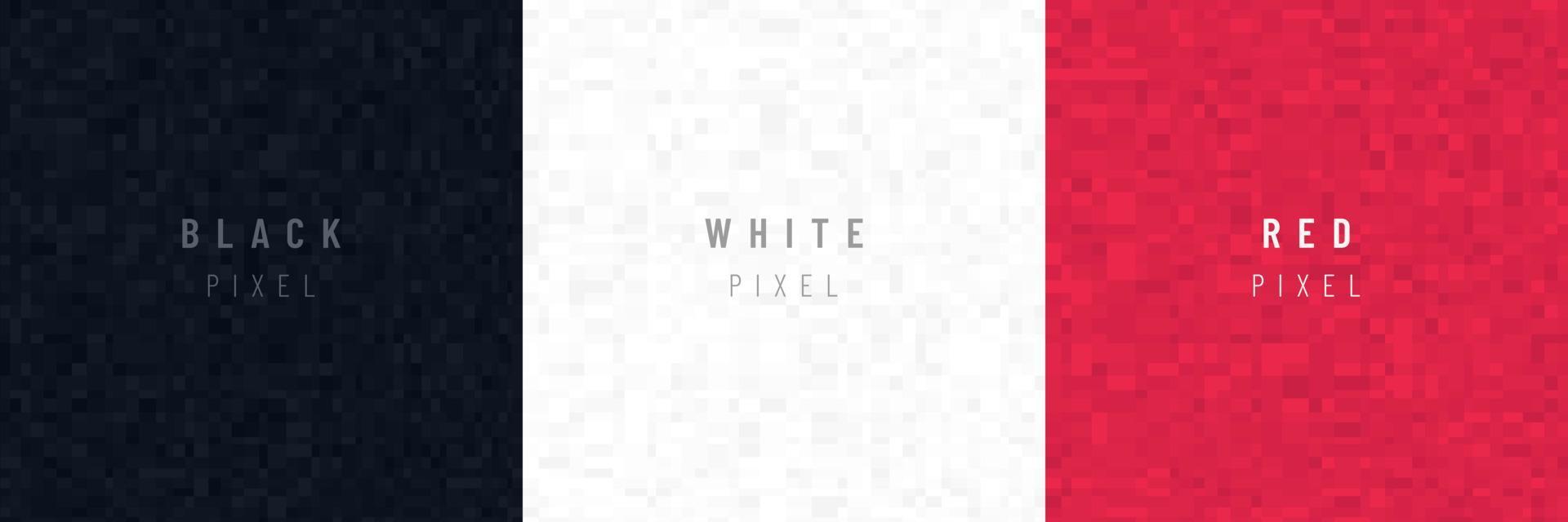 Set of black, white and red in pixel pattern background. Mosaic censor concept Modern futuristic collection design. Design for print ad., cover, web, flyer, card, poster, wallpaper. Vector EPS10.