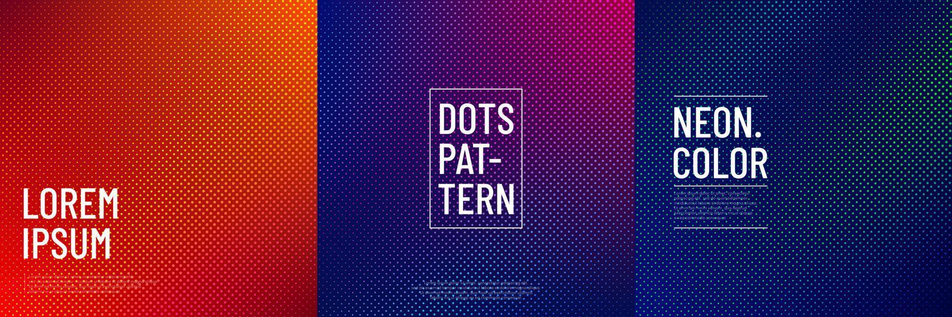 Trendy color dots halftone texture collection design. Set of abstract dots pattern with pink, blue, purple, orange and yellow in vibrant color. Can use for cover, poster, banner web, flyer, Print ad. vector