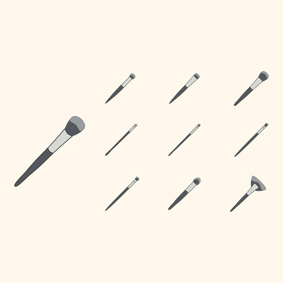 Different Kinds of Makeup Brushes vector