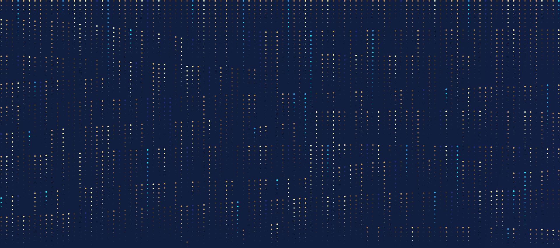 Abstract minimal golden and blue random dotted pattern on dark blue background. Simple modern texture halftone style. Luxury and elegant style. Design for cover template, poster, banner web, Print ad. vector