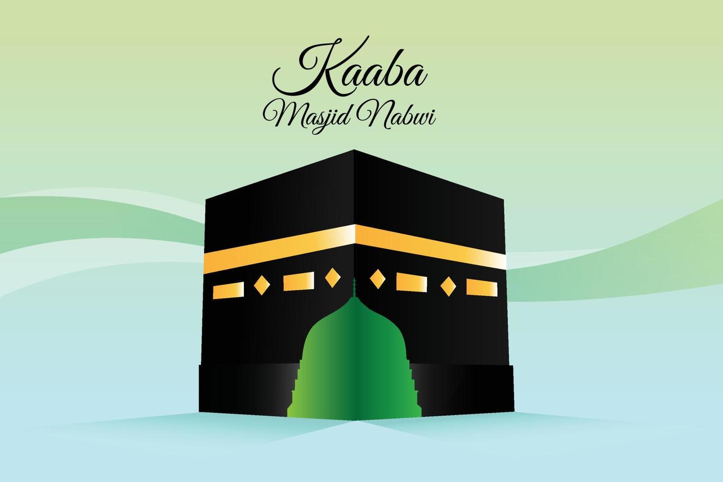 kaaba y masjid nabi para el vector de celebración ramdan eid ul fitr