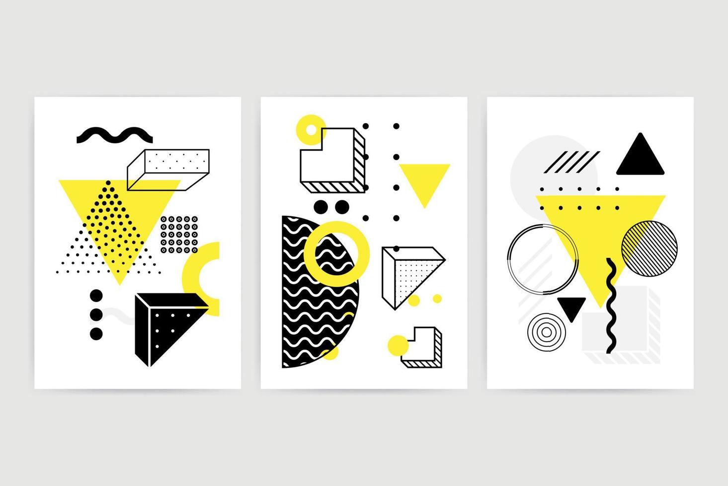 Posters set with bright bold geometric elements vector