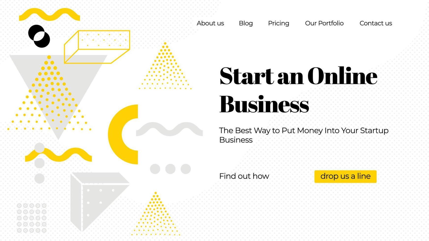 Vector landing page with abstract shapes