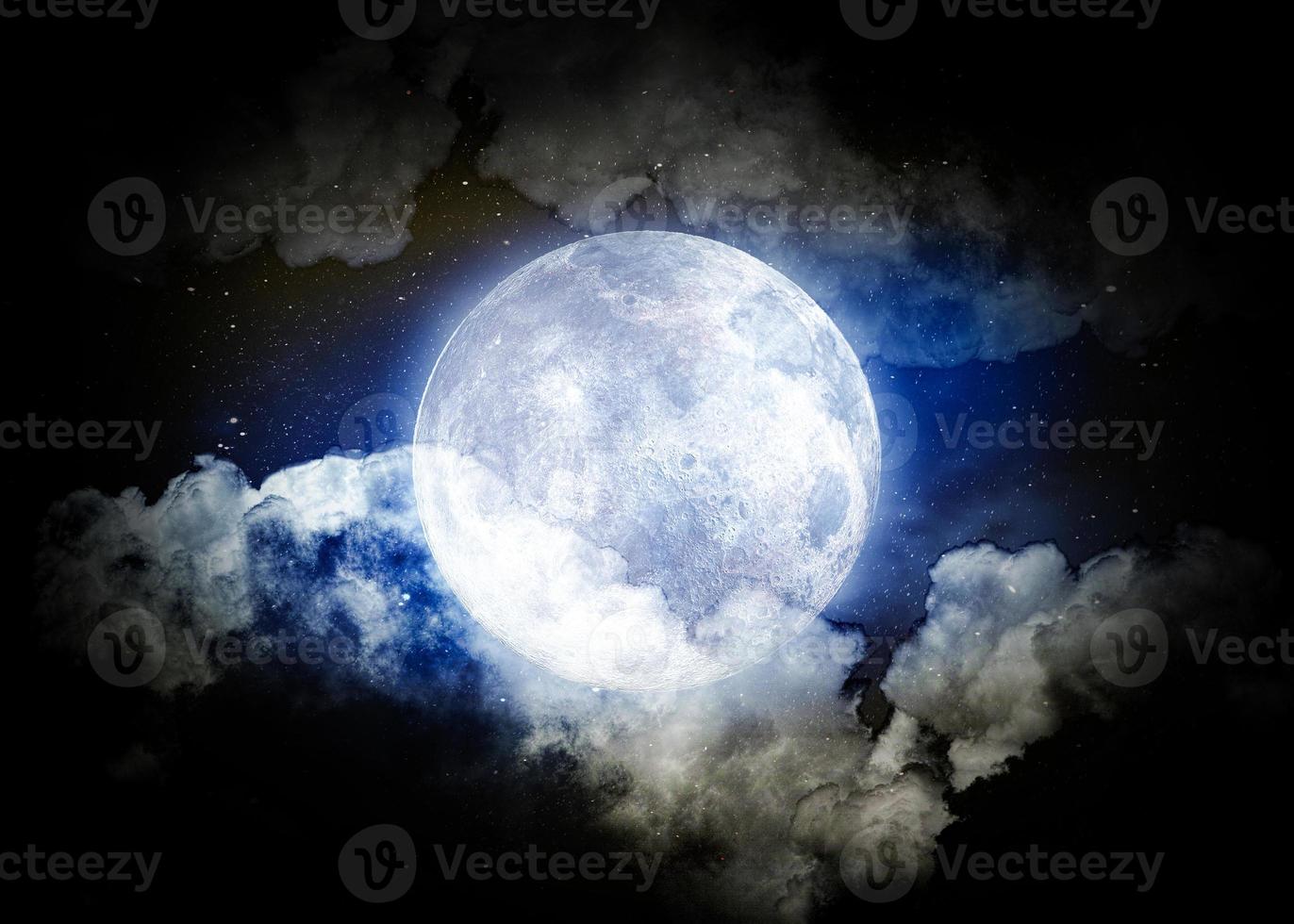 Moon and super colorful deep space among the clouds. Background night sky with stars, moon and clouds. A view of the moon of incomparable beauty. photo