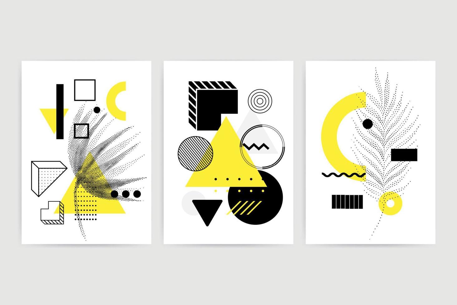 Posters set with bright bold geometric elements vector