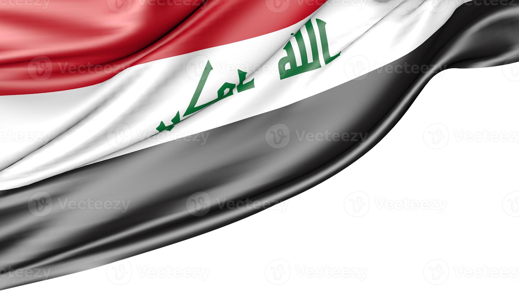 Iraq Flag Isolated on White Background, 3d Illustration photo