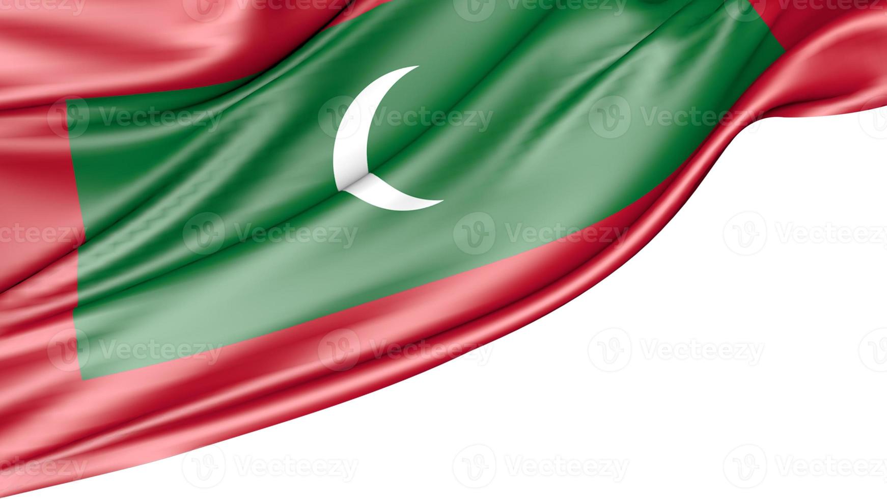 Maldives Flag Isolated on White Background, 3d Illustration photo