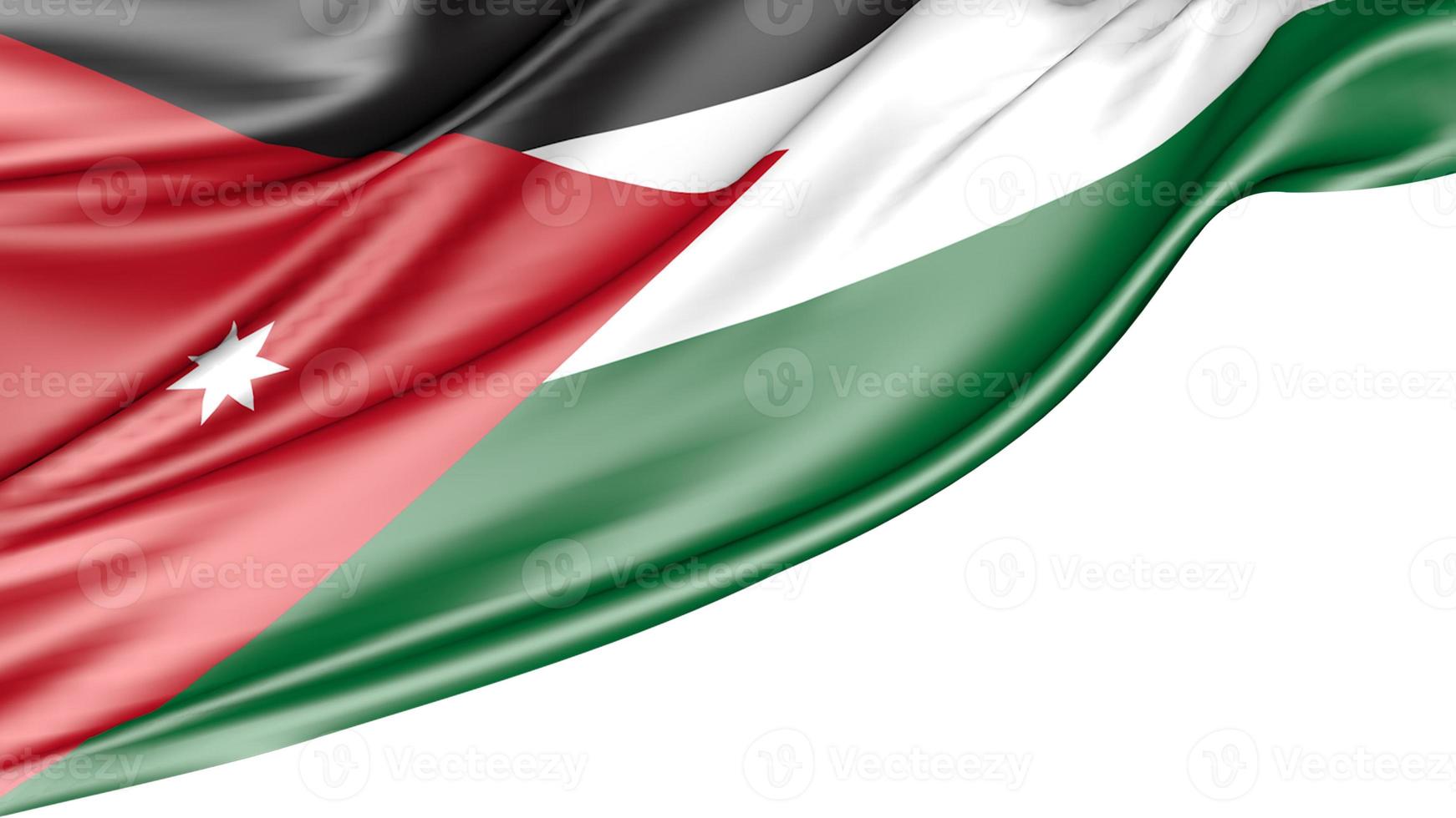 Jordan Flag Isolated on White Background, 3d Illustration photo