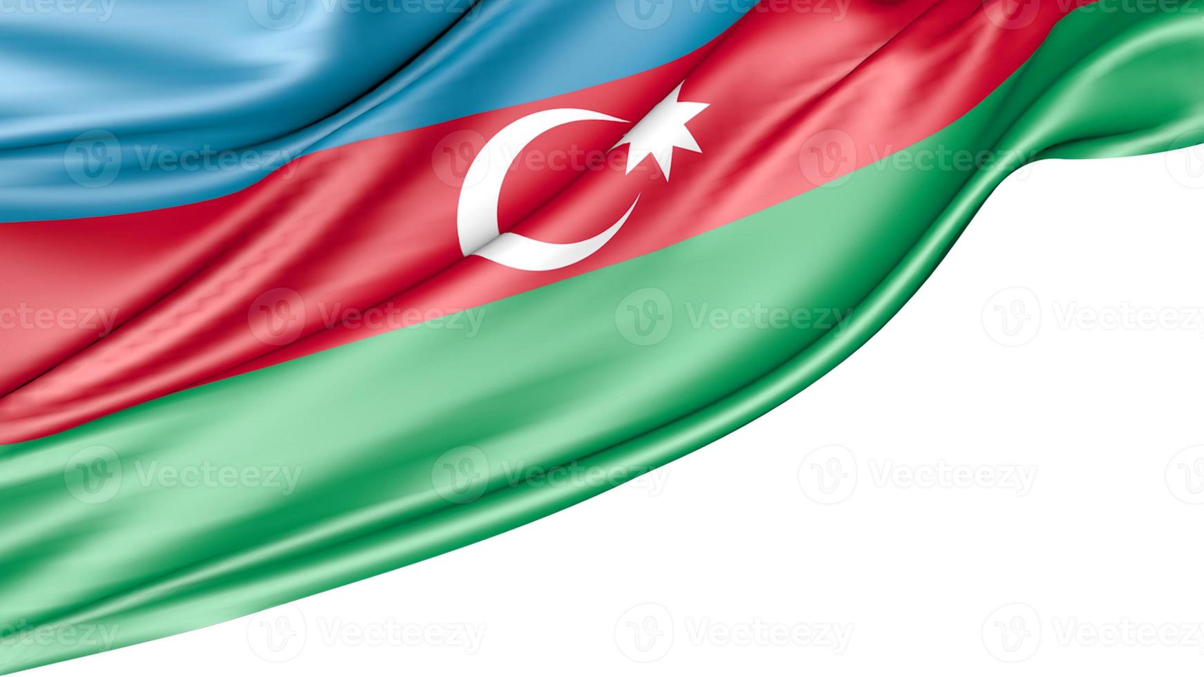 Azerbaijan Flag Isolated on White Background, 3d Illustration photo