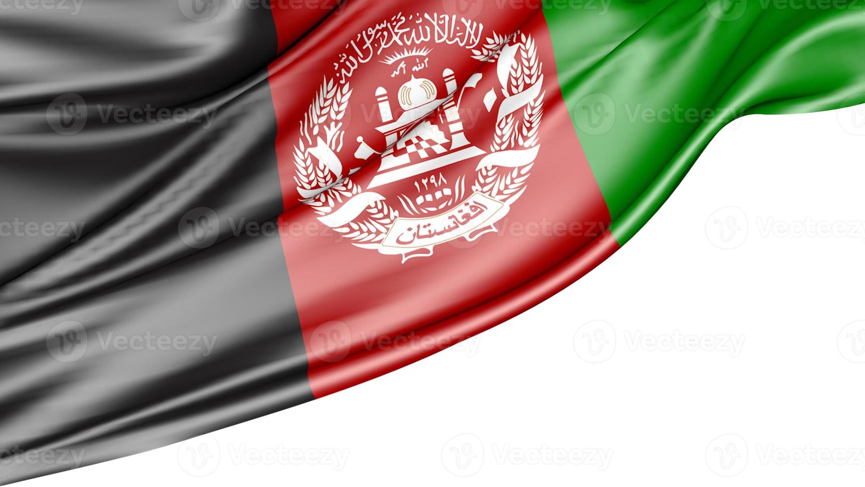 Afghanistan Flag Isolated on White Background, 3d Illustration photo