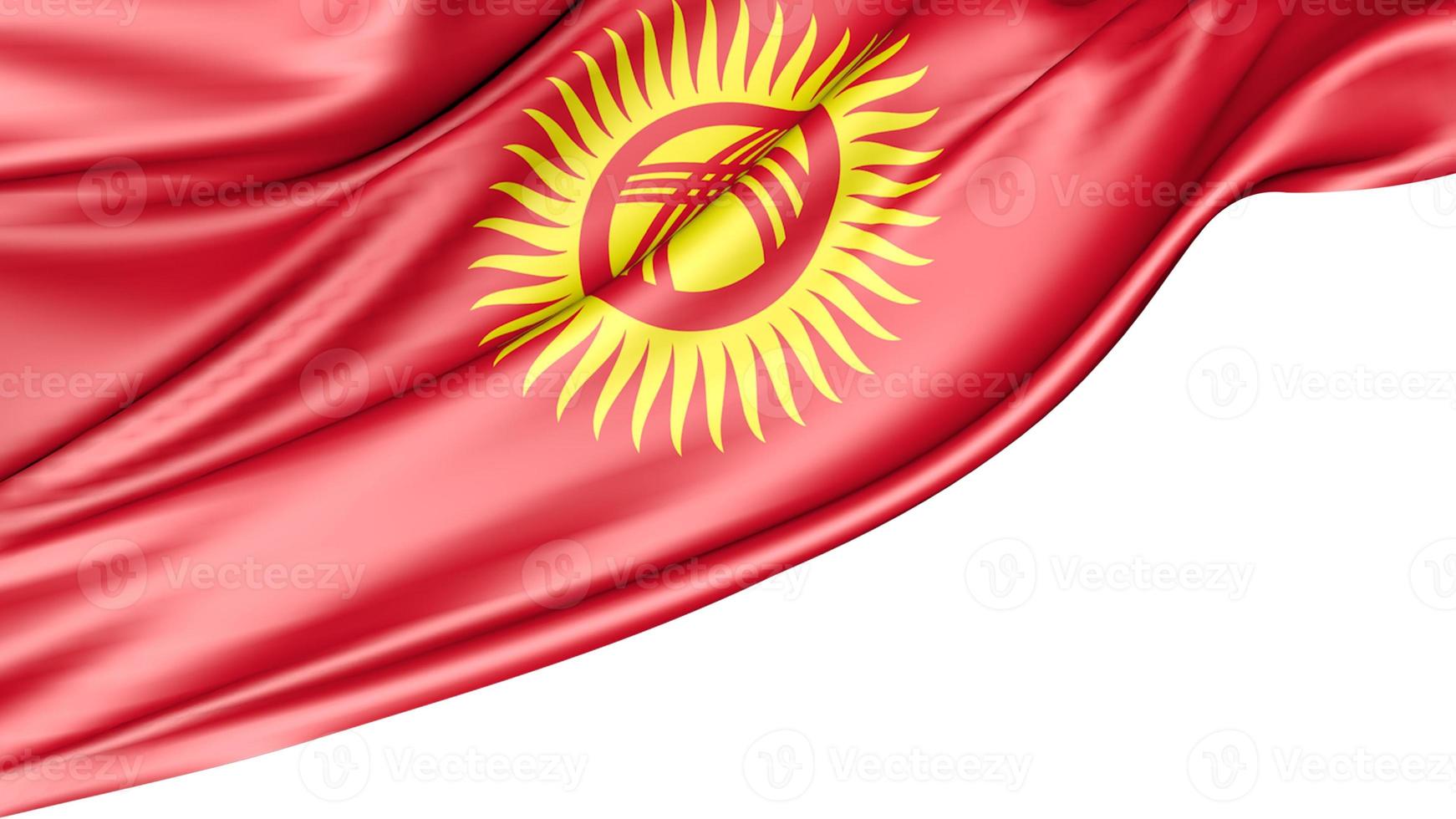 Kyrgyzstan Flag Isolated on White Background, 3d Illustration photo