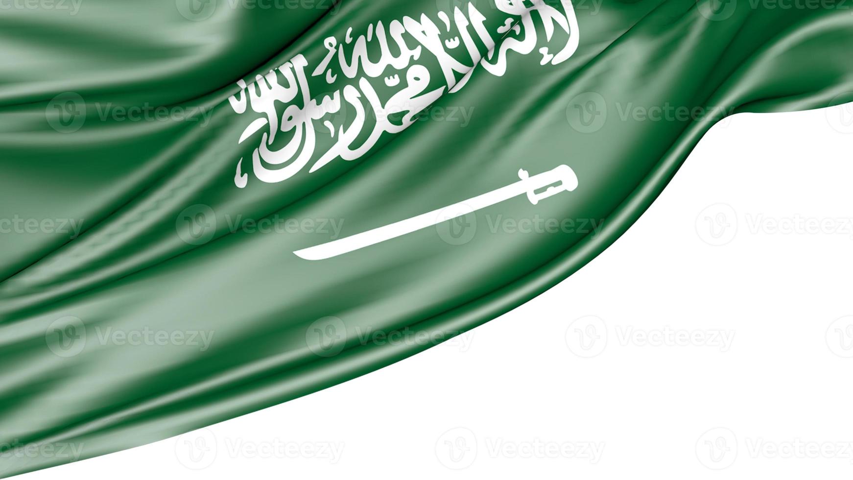 bandera de arabia saudita aislada sobre fondo blanco, ilustración 3d foto